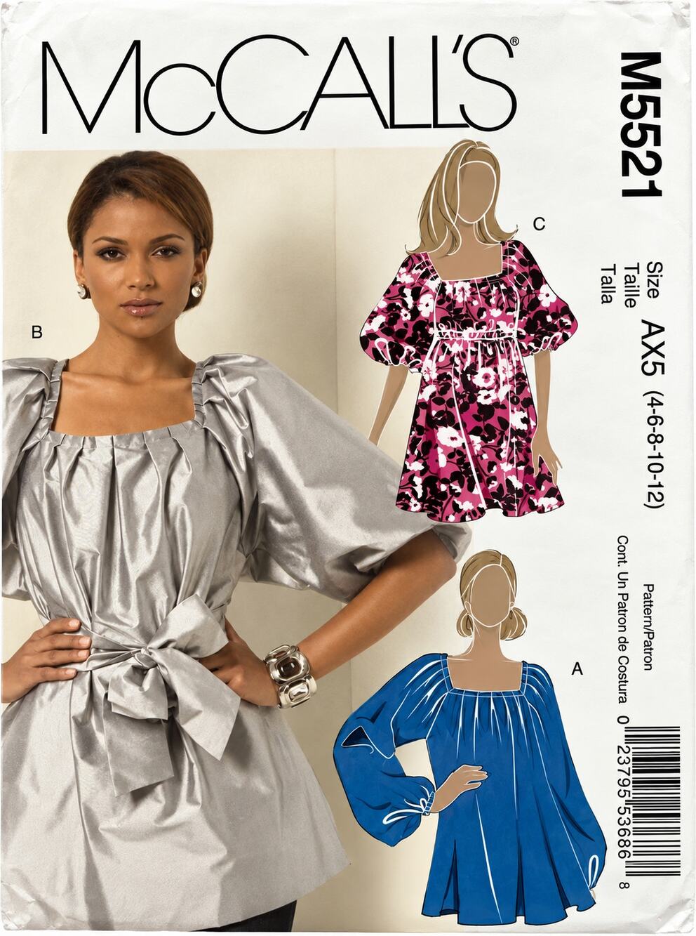 McCalls M5521 Misses Tunic Sewing Pattern 4-6-8-10-12 Blouse Shirt UC